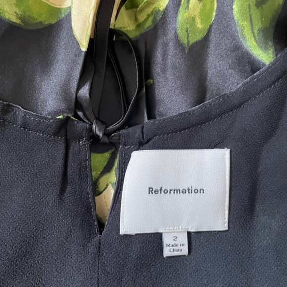 NEW Reformation Anaiis Silk Long Black Floral Backless Dress Mood for Love US 2 - Picture 8 of 16